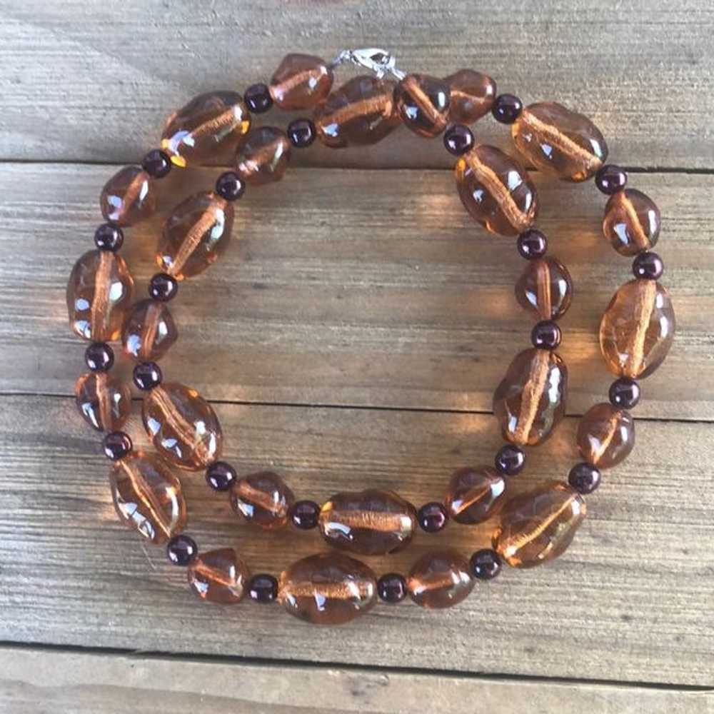 Vintage Hand Beaded Chunky Baltic Amber Stone Nec… - image 1