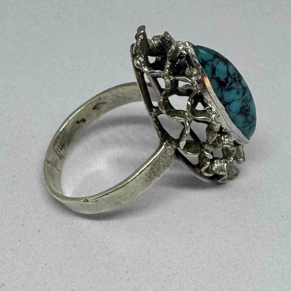 Vintage Marquise Navajo Turquoise & Sterling 925 … - image 2