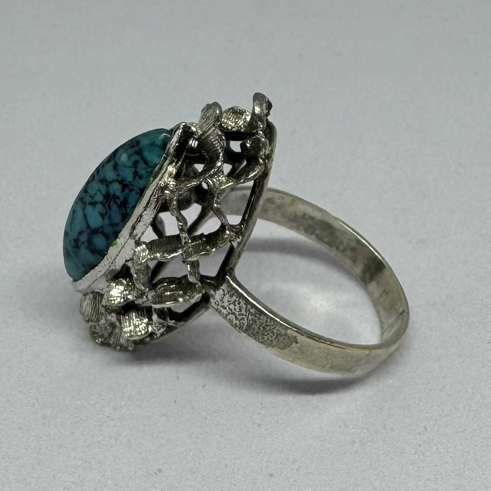 Vintage Marquise Navajo Turquoise & Sterling 925 … - image 4