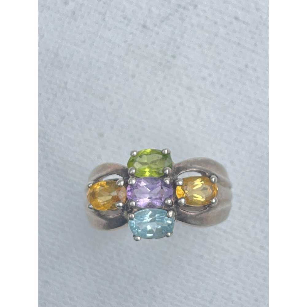 Vintage Sterling Silver Multi Gemstone Ring - Siz… - image 2