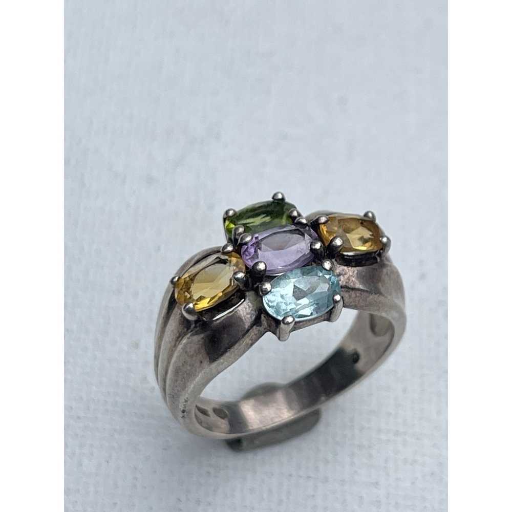 Vintage Sterling Silver Multi Gemstone Ring - Siz… - image 3