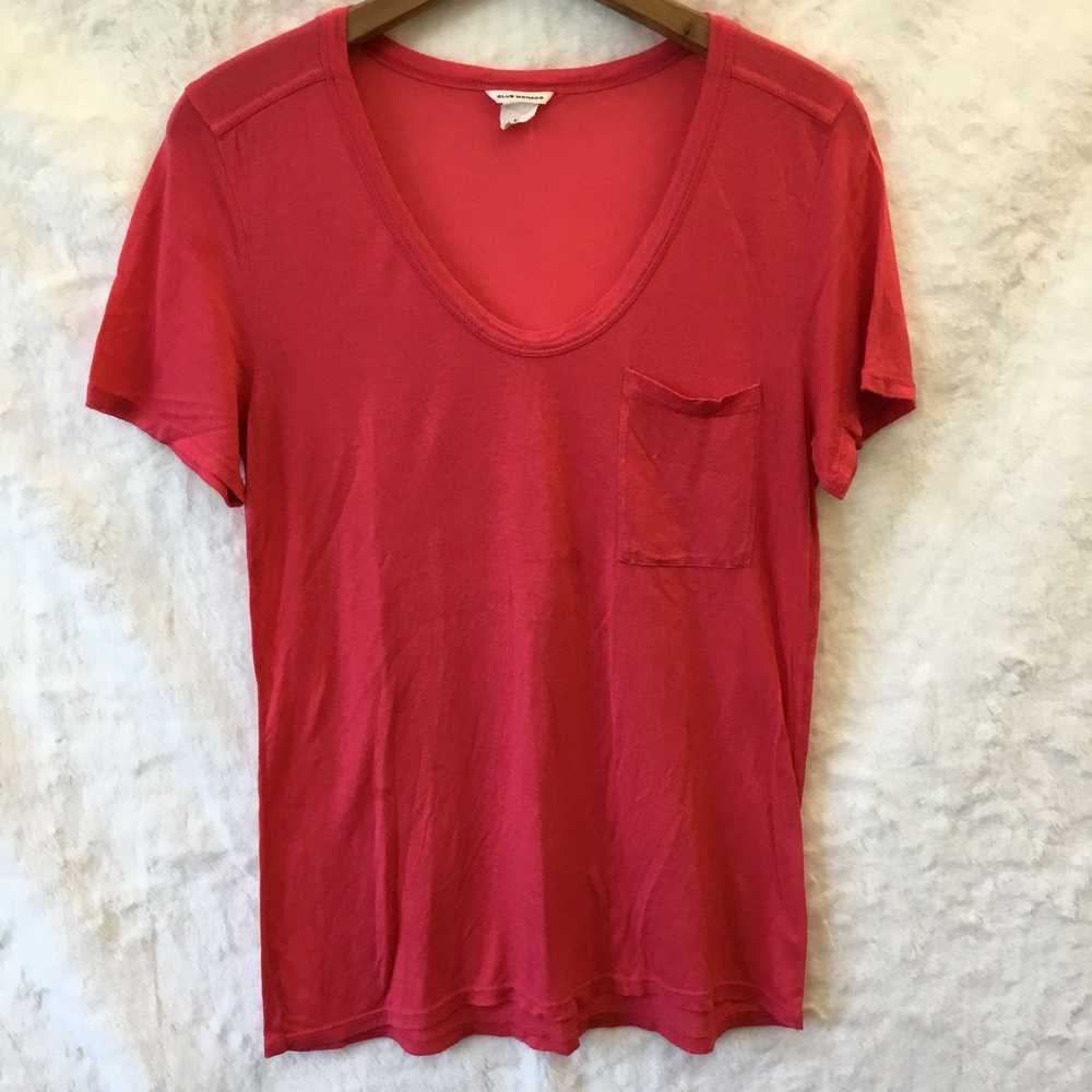 Club Monaco Club Monaco Bright Pink Soft V-Neck T… - image 2