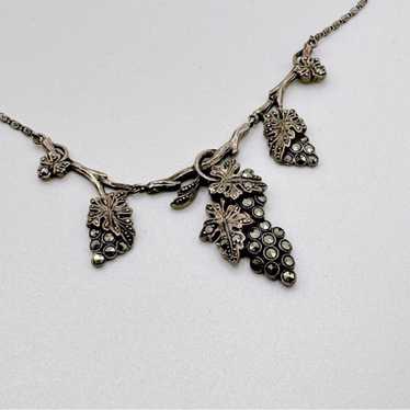 Vintage Sterling Silver and Marcasite Grapevine Ne