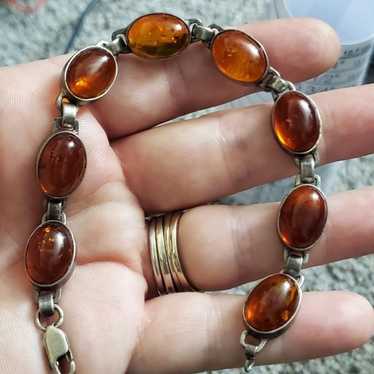 Sterling amber bracelet. Stamped 925 on the clasp… - image 1