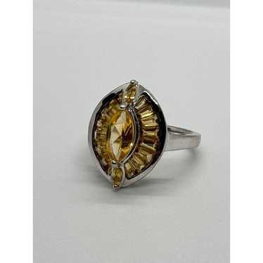 925 STERLING SILVER CITRINE RING SIZE 6.5 - image 1