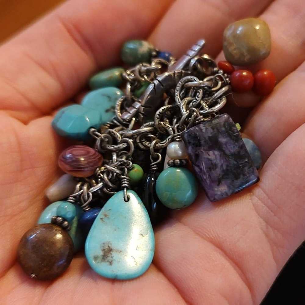 Vintage Sterling Silver Multi Natural Gemstone  B… - image 7