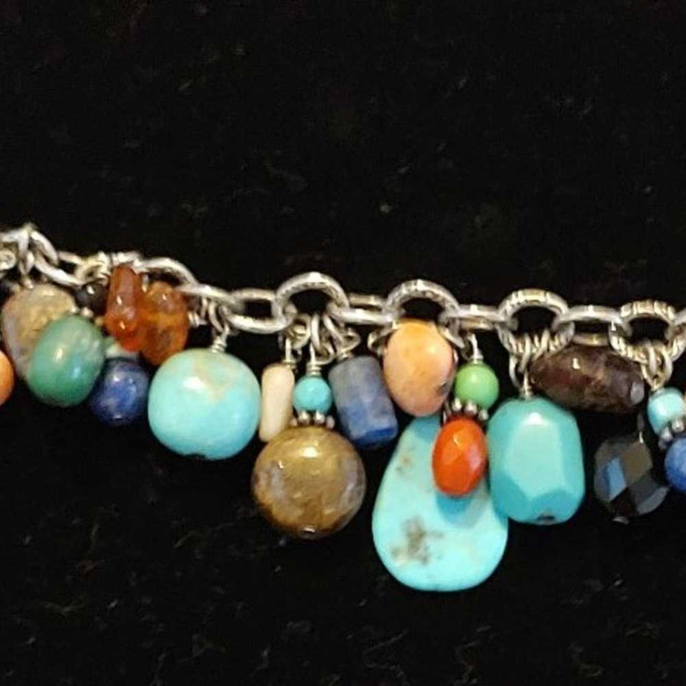 Vintage Sterling Silver Multi Natural Gemstone  B… - image 9