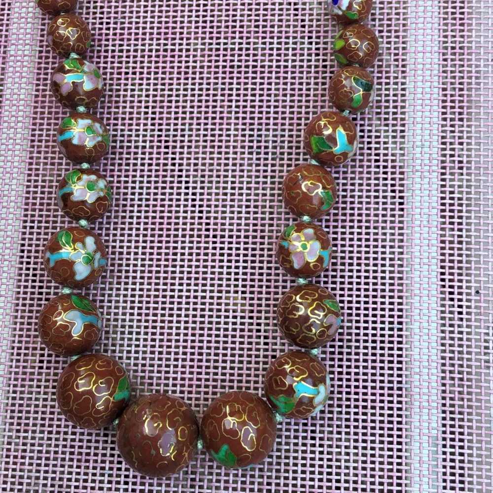 Chinese 26” brown beaded necklace - image 2