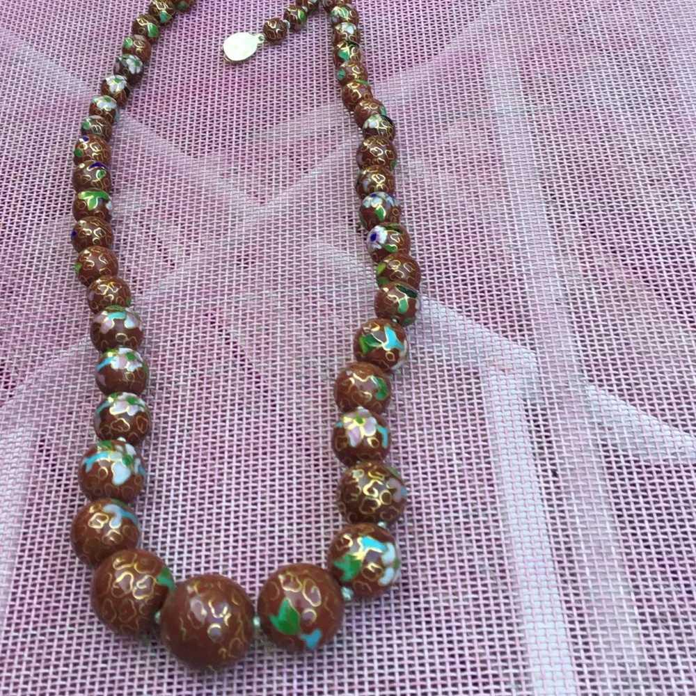 Chinese 26” brown beaded necklace - image 3