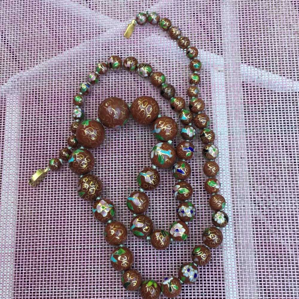 Chinese 26” brown beaded necklace - image 6