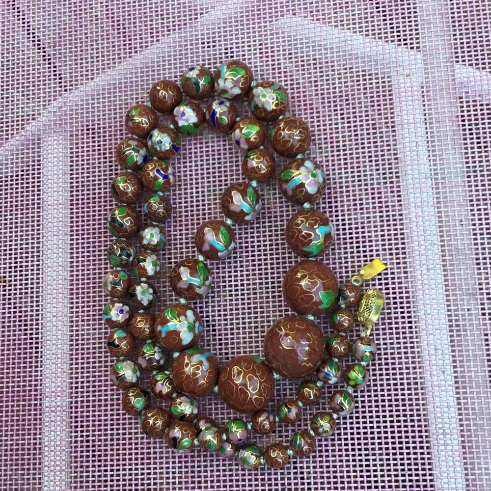 Chinese 26” brown beaded necklace - image 7