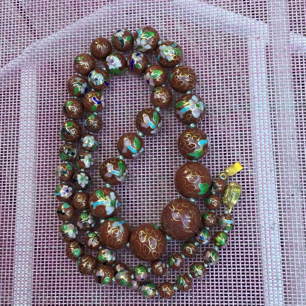 Chinese 26” brown beaded necklace - image 8