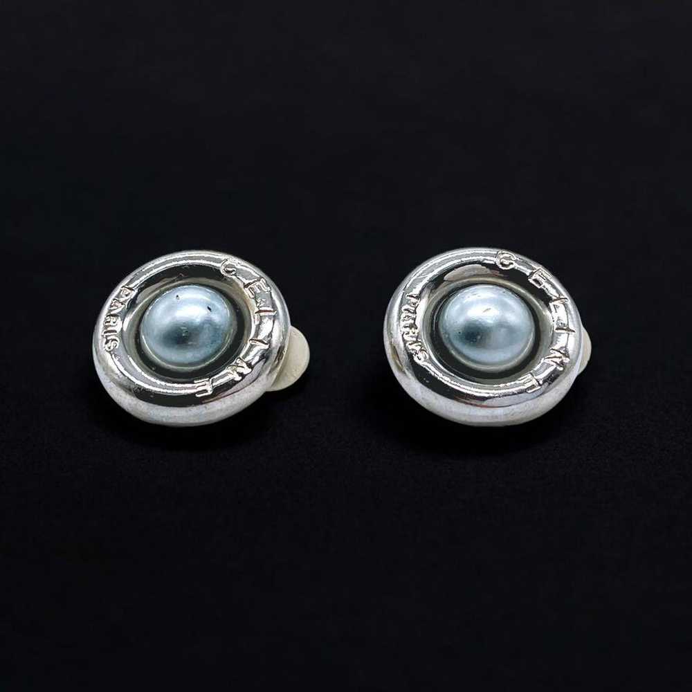 Celine Earrings Round Faux Pearl Black Silver 1899 - image 3