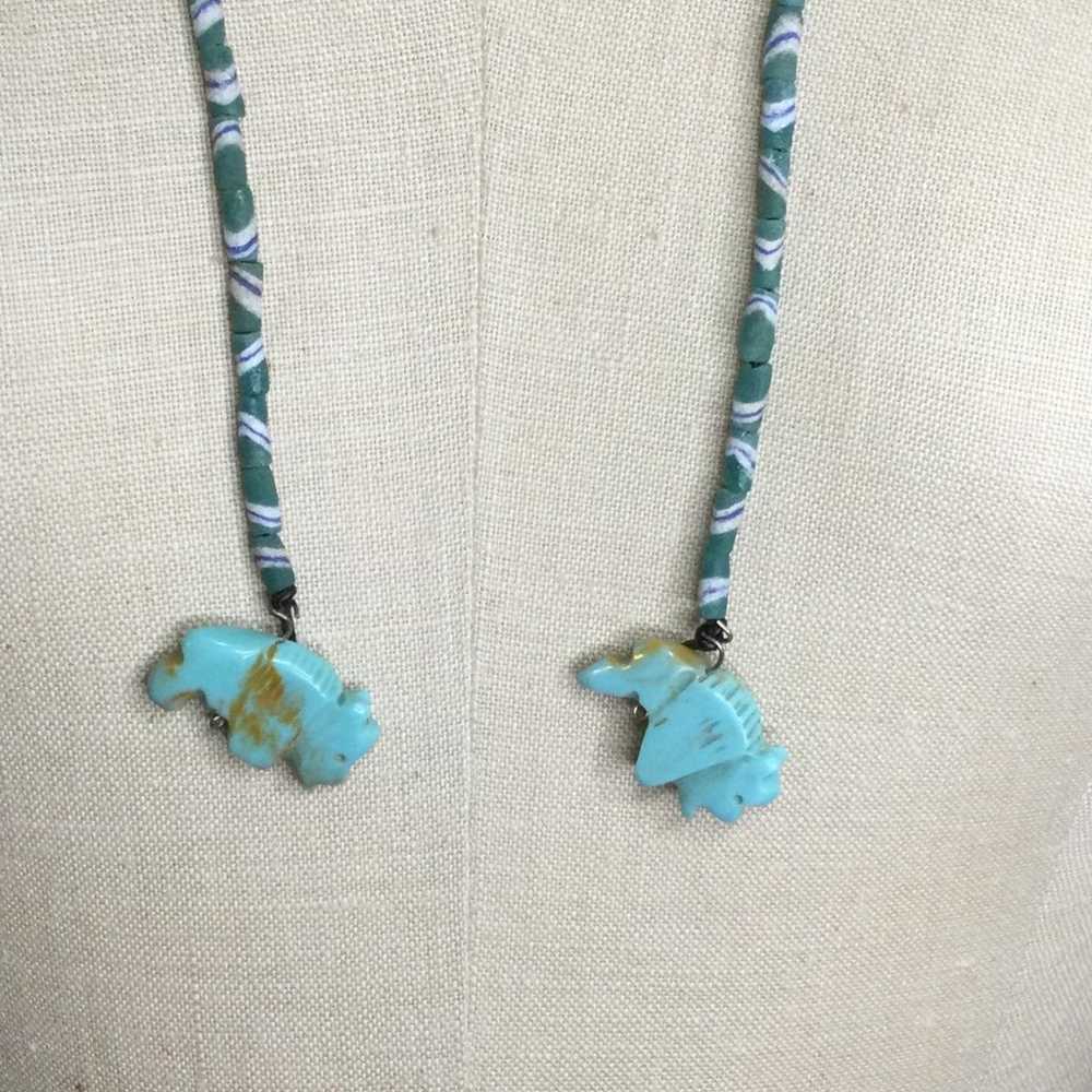 Vintage Turquoise Buffalo Fetish Beaded Jewelry S… - image 11