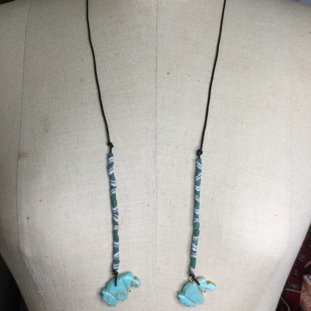 Vintage Turquoise Buffalo Fetish Beaded Jewelry S… - image 2