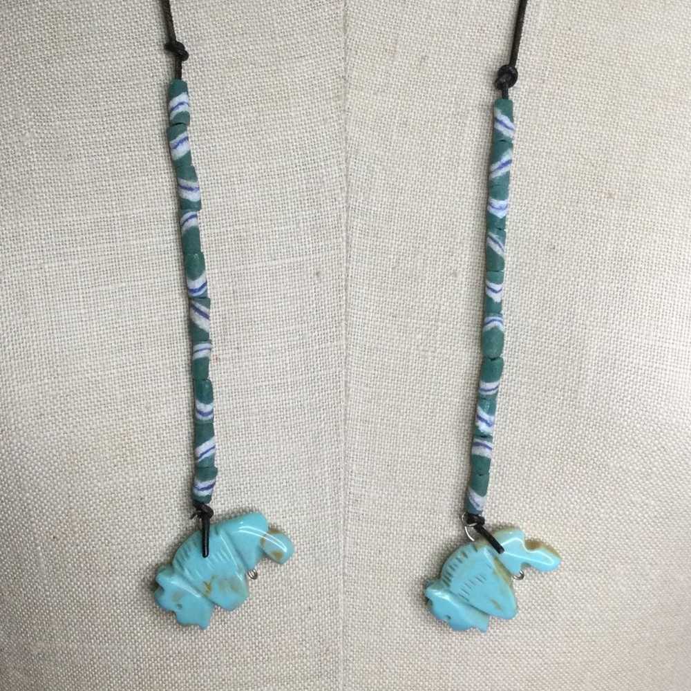 Vintage Turquoise Buffalo Fetish Beaded Jewelry S… - image 3