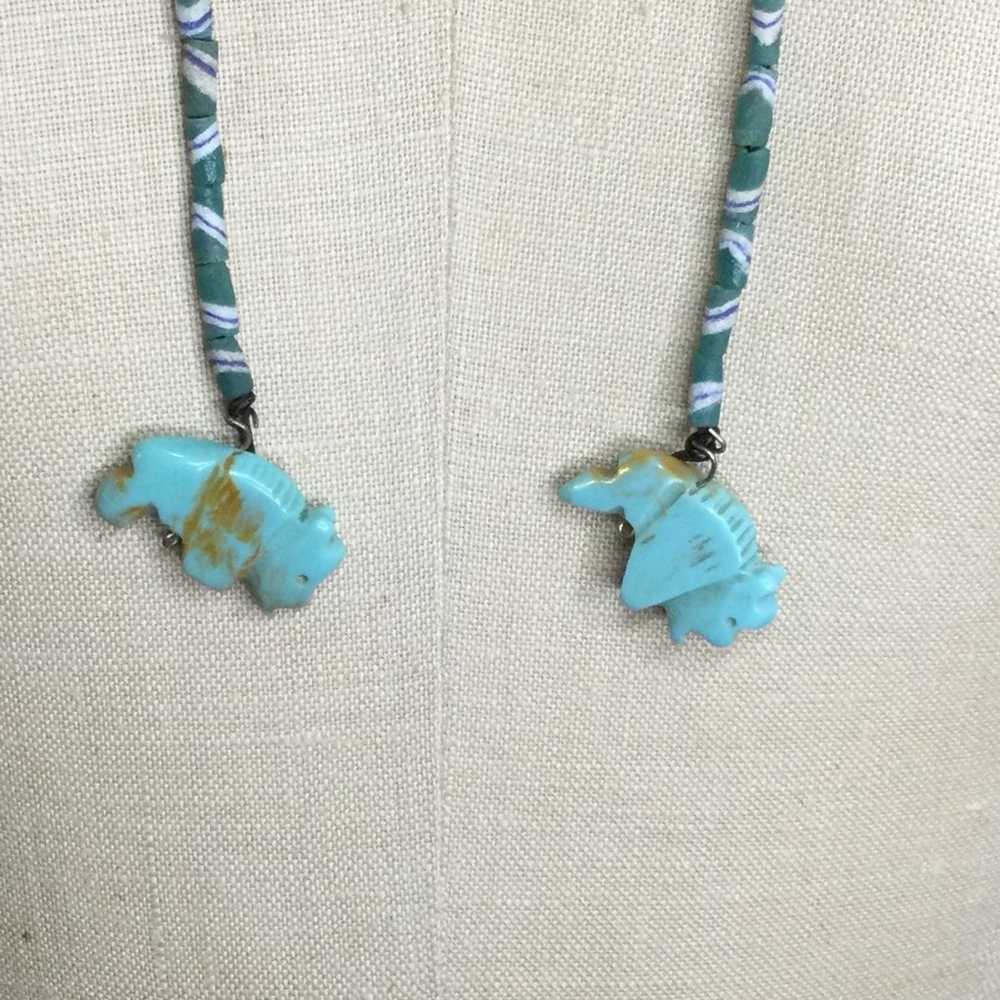 Vintage Turquoise Buffalo Fetish Beaded Jewelry S… - image 4