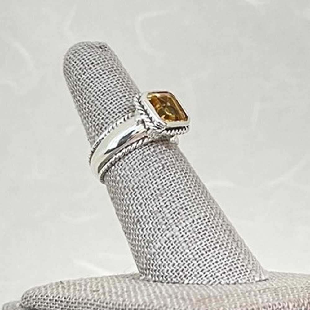 Vintage Sterling Silver Asscher Cut Citrine Ring … - image 3