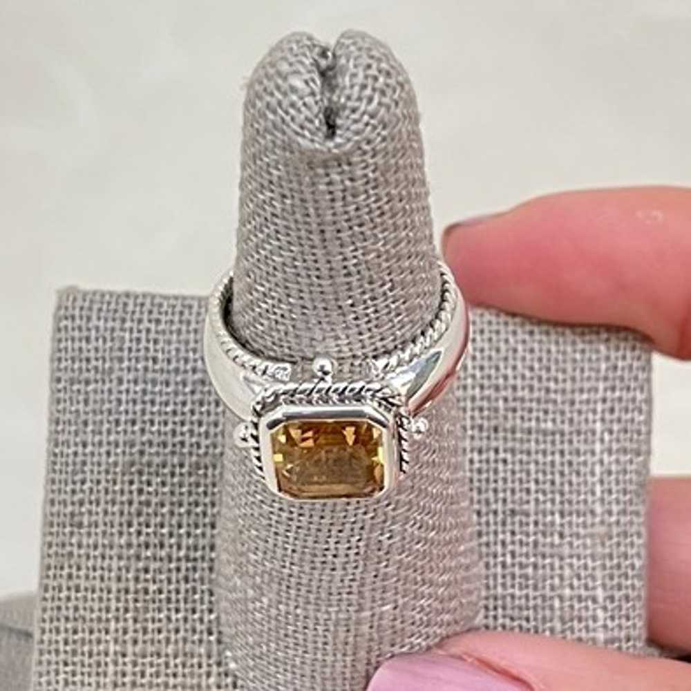 Vintage Sterling Silver Asscher Cut Citrine Ring … - image 5