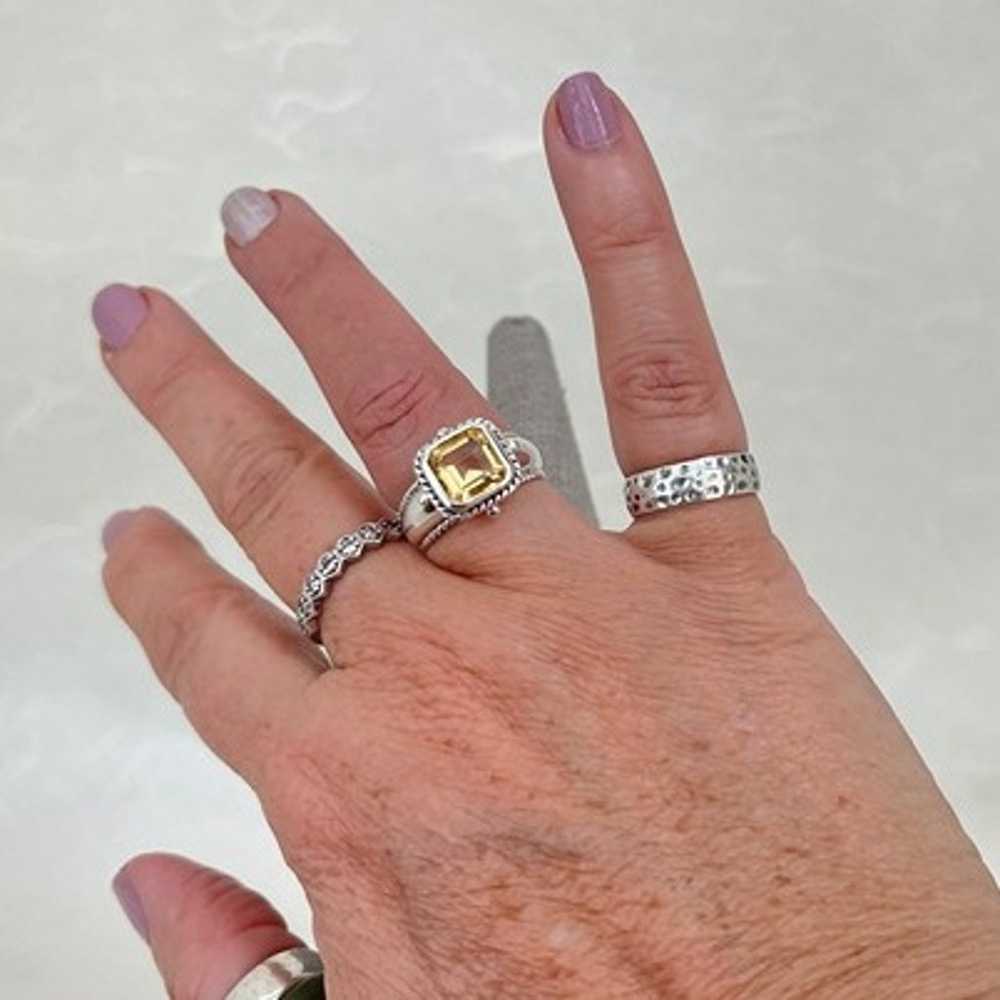 Vintage Sterling Silver Asscher Cut Citrine Ring … - image 6