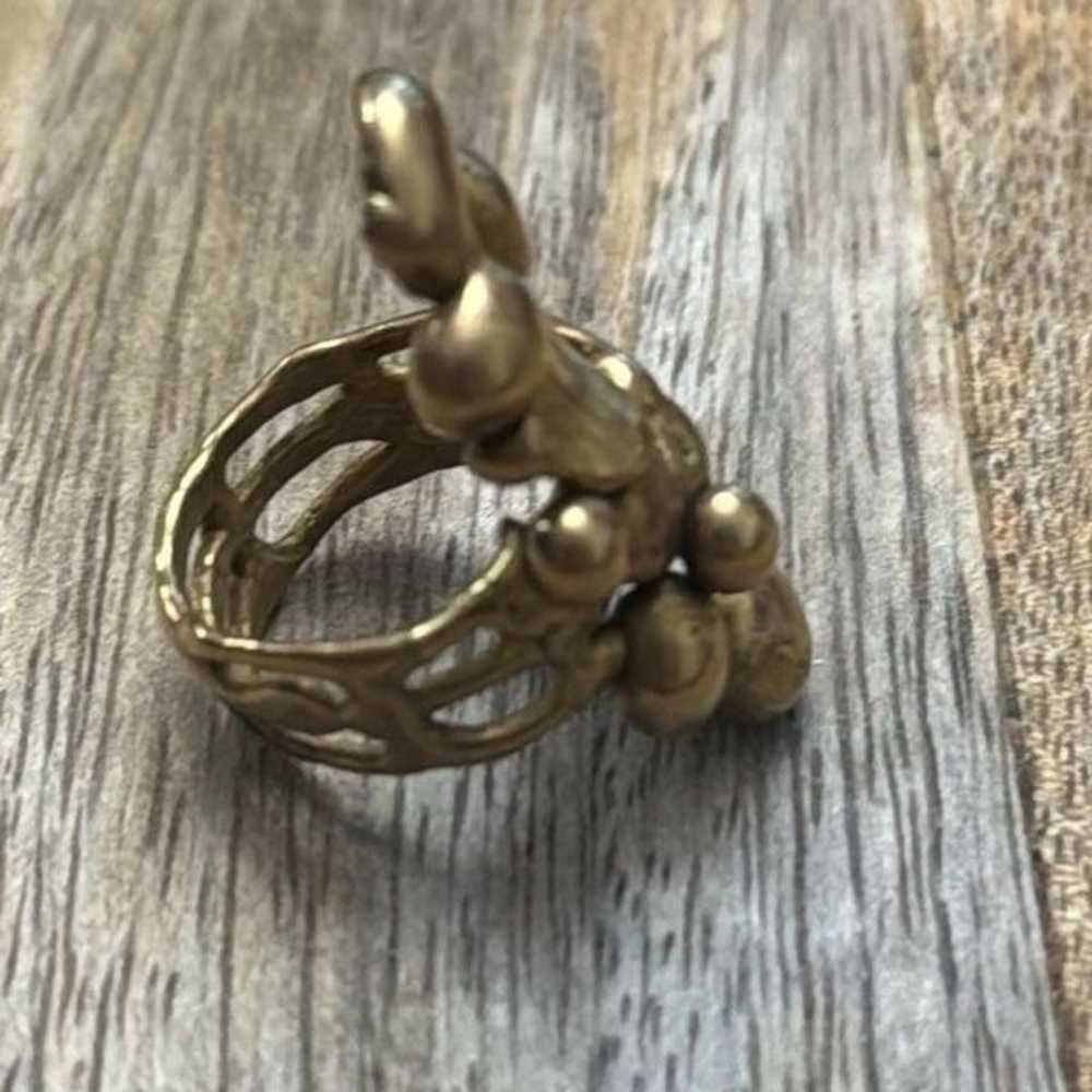 Vintage Brutalist Brass Ring Size 5.5 - image 2