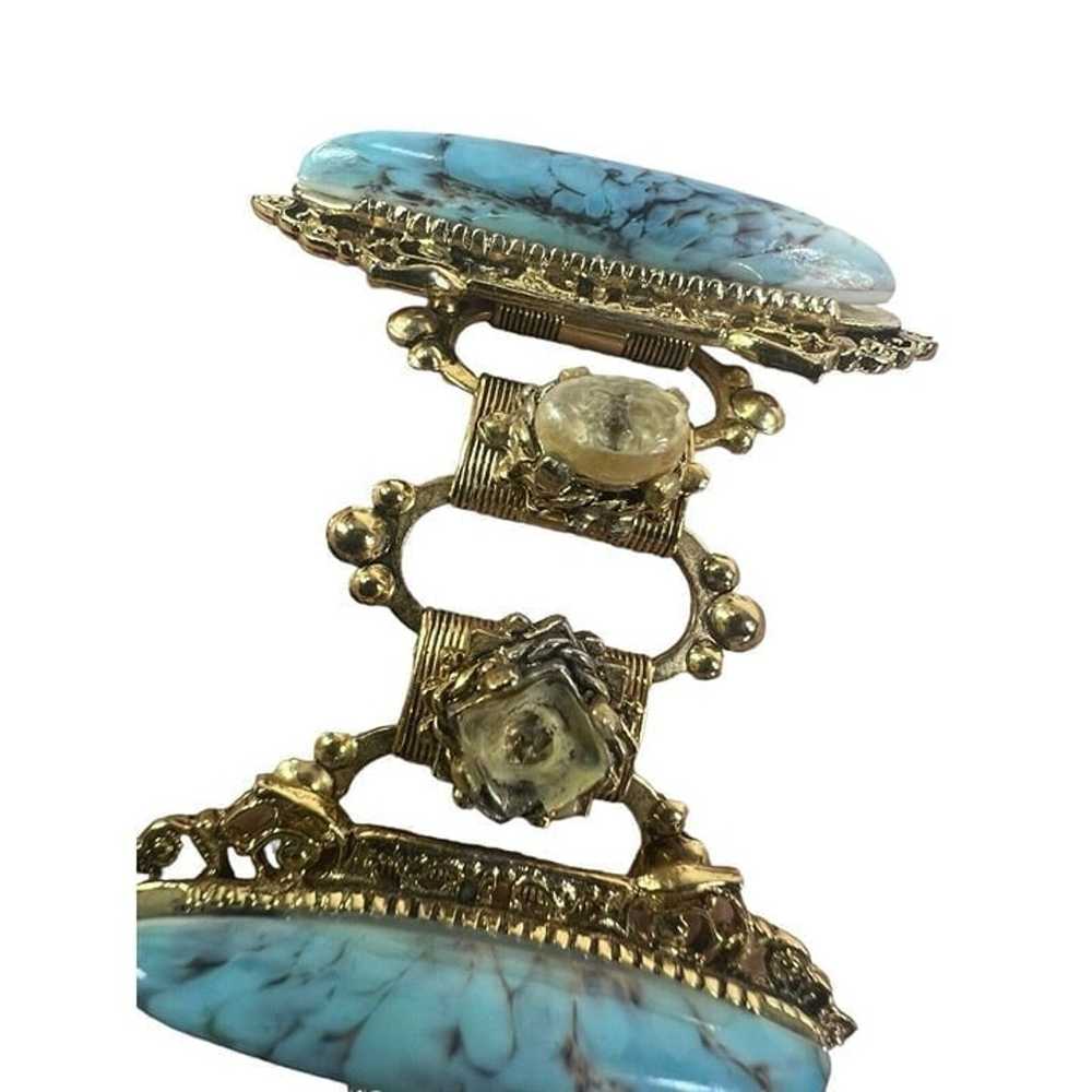 vintage Selro Selini larimar and carved glass fil… - image 2