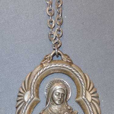 Vintage Sterling Silver Religious Pendant - image 1