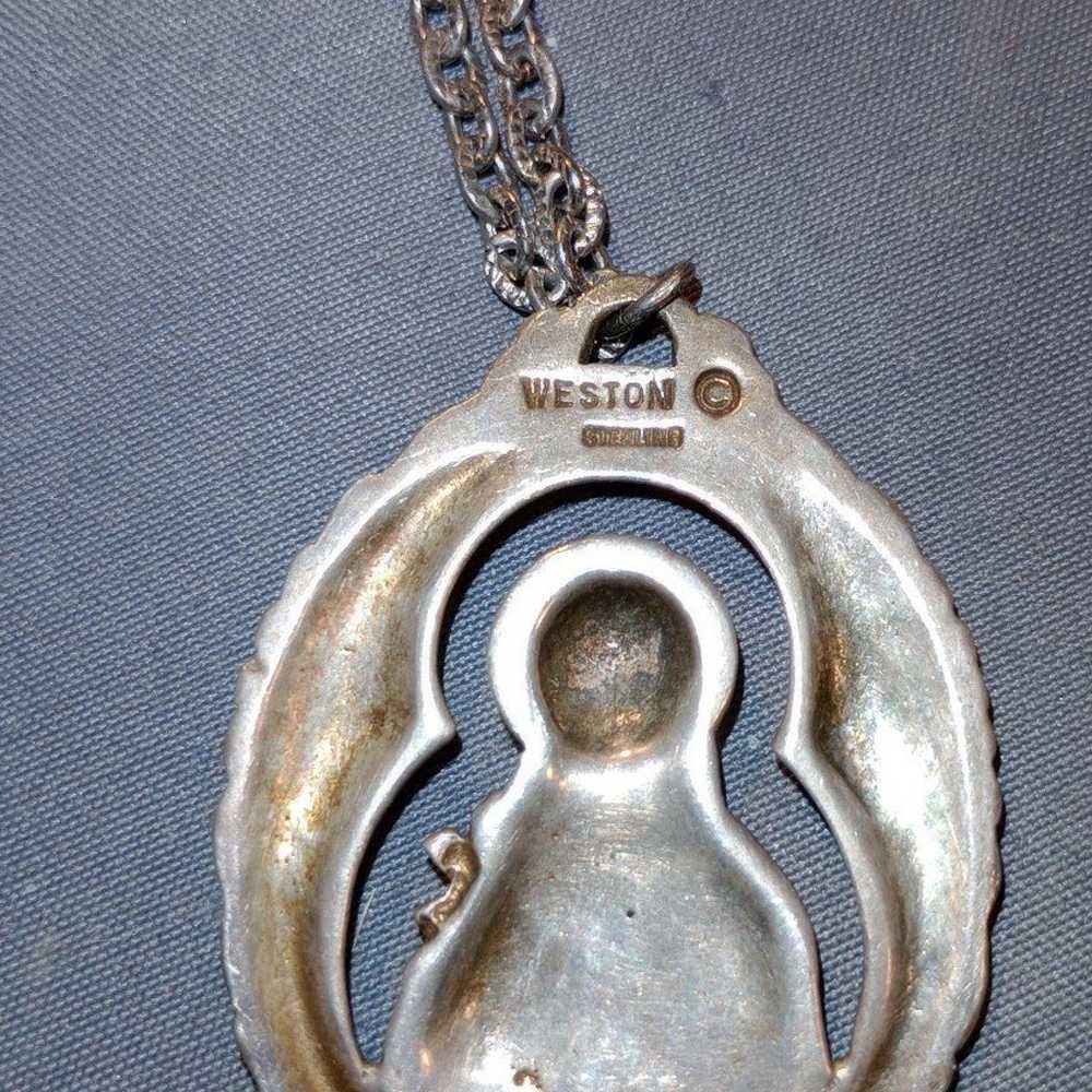 Vintage Sterling Silver Religious Pendant - image 2