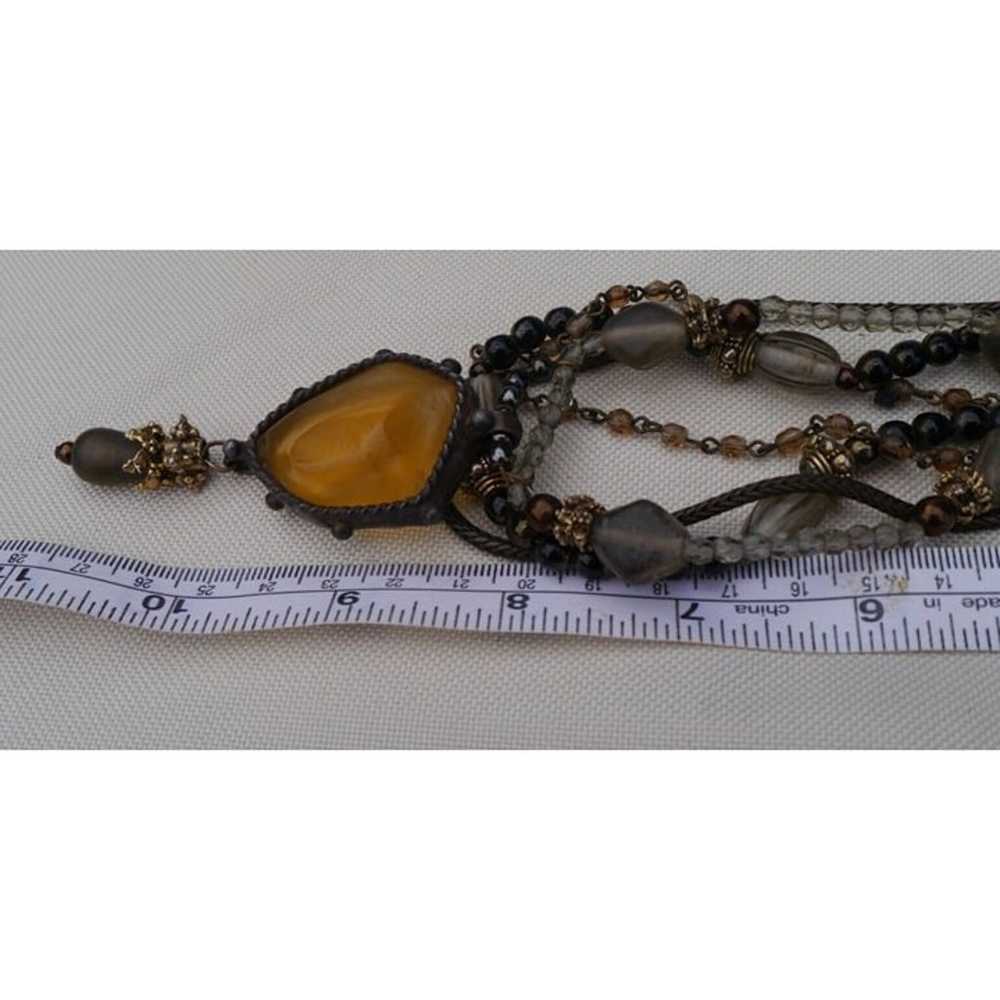 Vtg Maya Evangelista Amber & Glass Bead Statement… - image 12