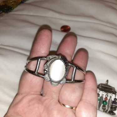 Vintage Sterling Silver Mother of Pearl Bracelet