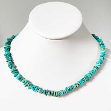 Genuine natural turquoise chip bead strand necklac