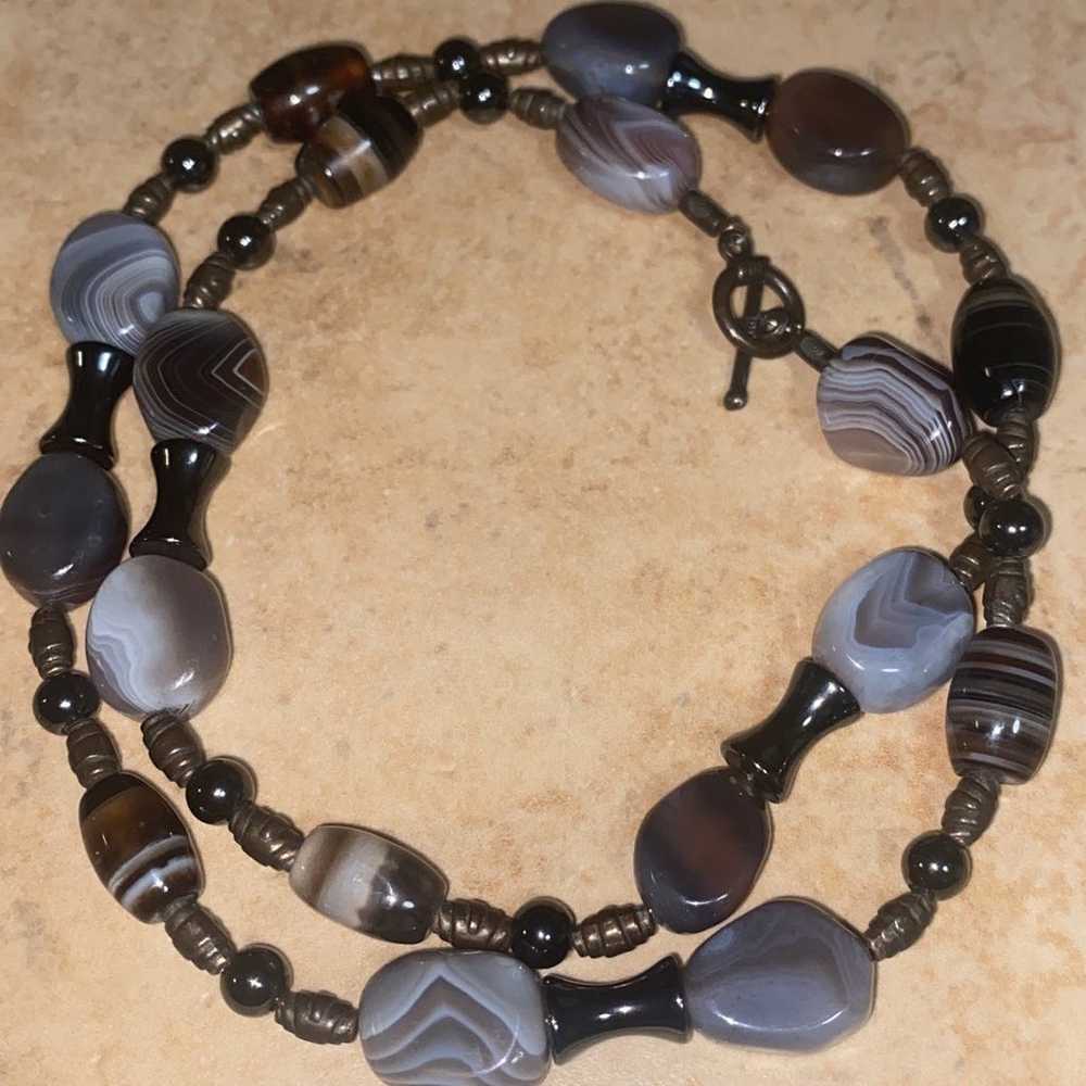 Vintage agate stone necklace - image 11