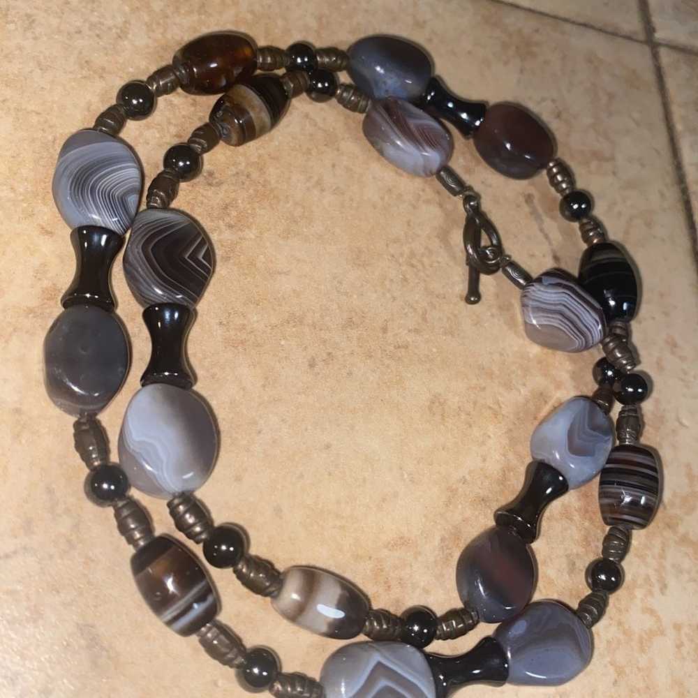 Vintage agate stone necklace - image 12