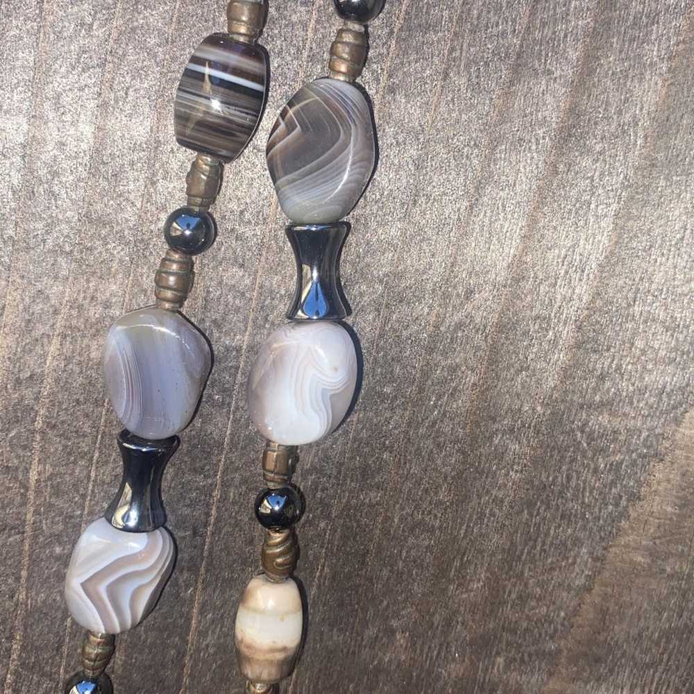 Vintage agate stone necklace - image 2