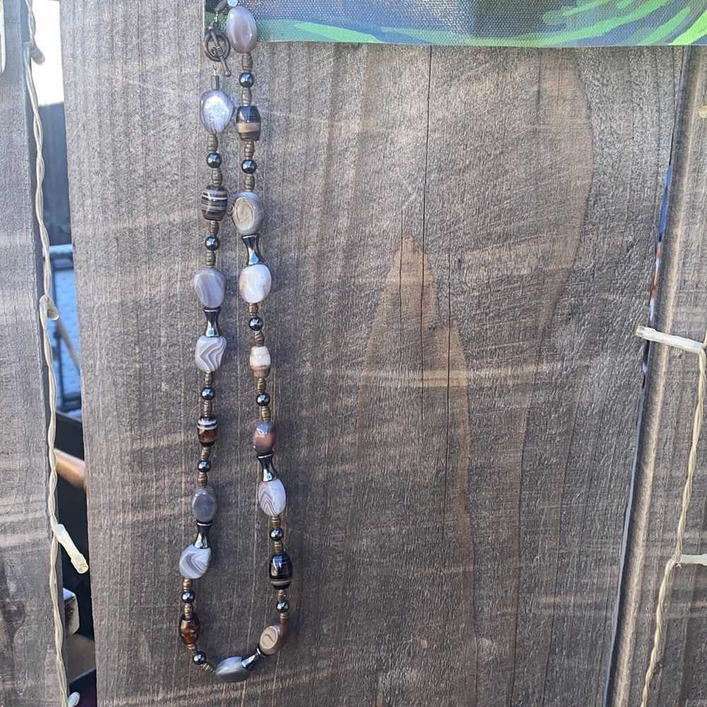 Vintage agate stone necklace - image 9