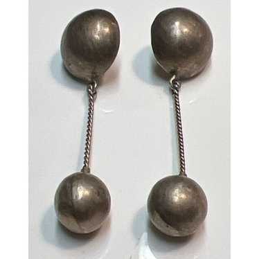 Rare Sterling Silver Drop Ball Earrings