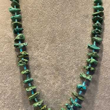 Vintage Native 25” Heishi and Turquoise Nugget Ne… - image 1