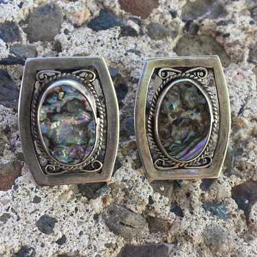 Vintage Sterling Silver Abalone Earrings !