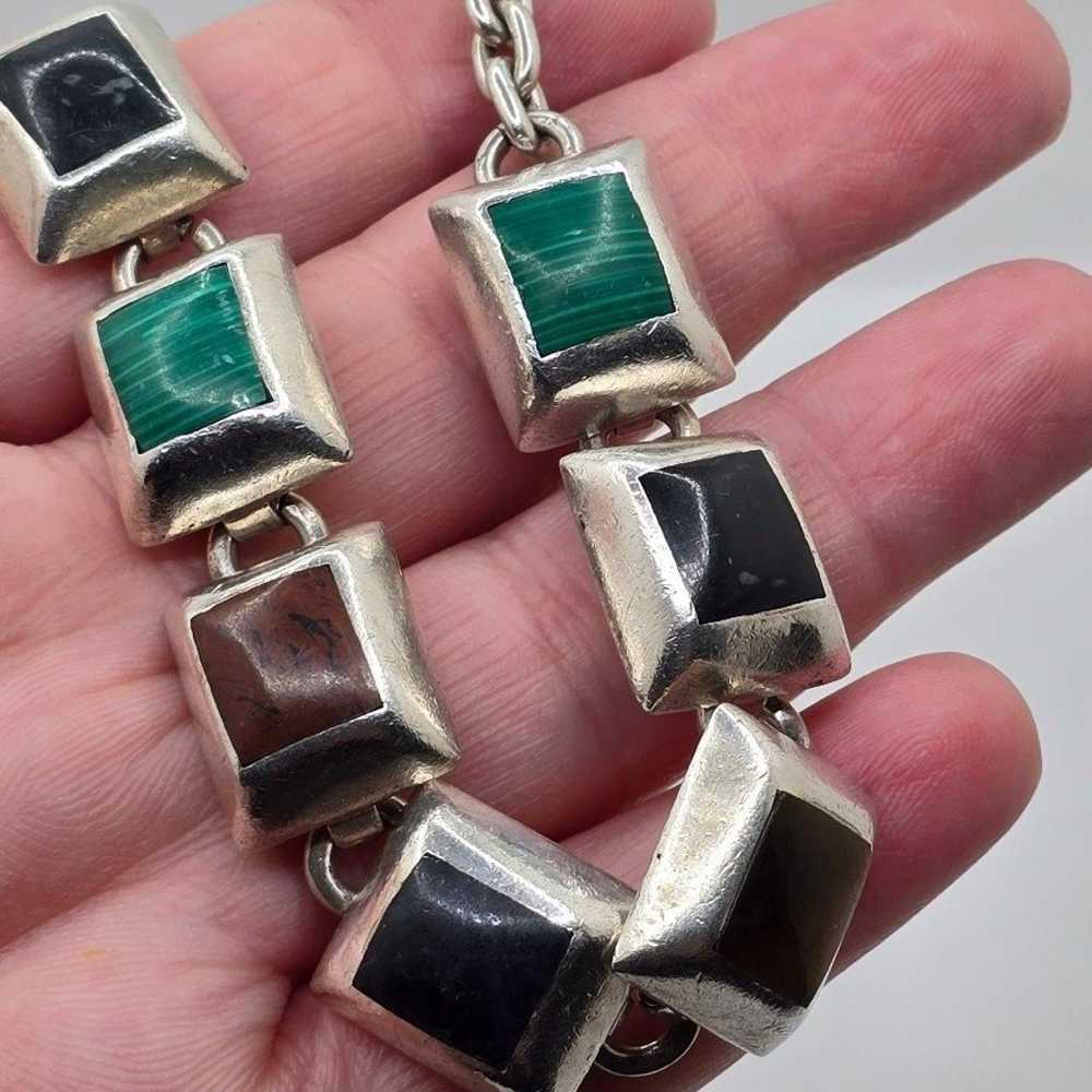 Mexico Sterling Silver Mixed Gemstone Link Bracel… - image 7