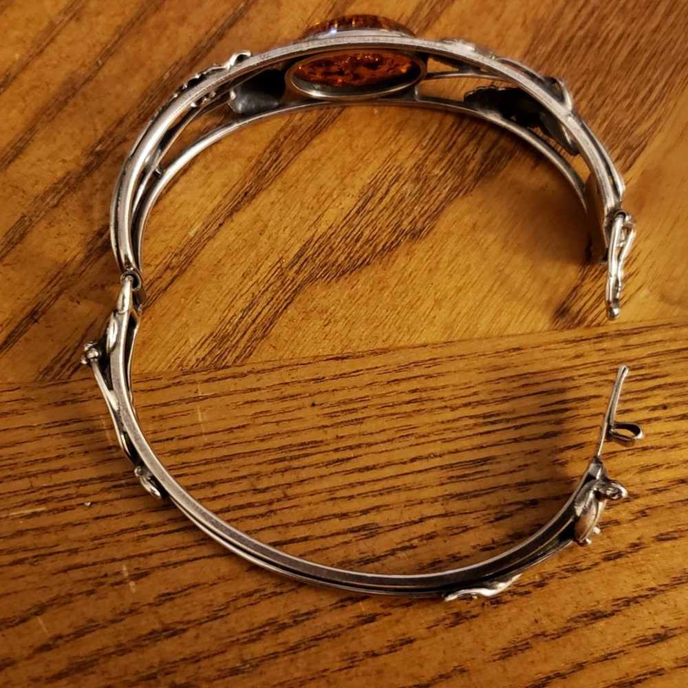 Baltic amber sterling bangle bracelet - image 2