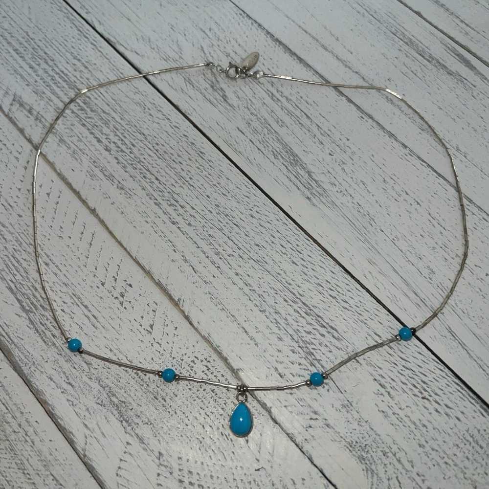 Vintage Native Necklace with real turquoise stone… - image 3