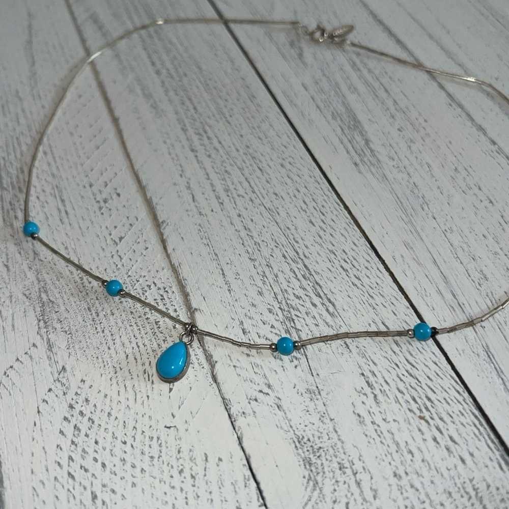 Vintage Native Necklace with real turquoise stone… - image 5