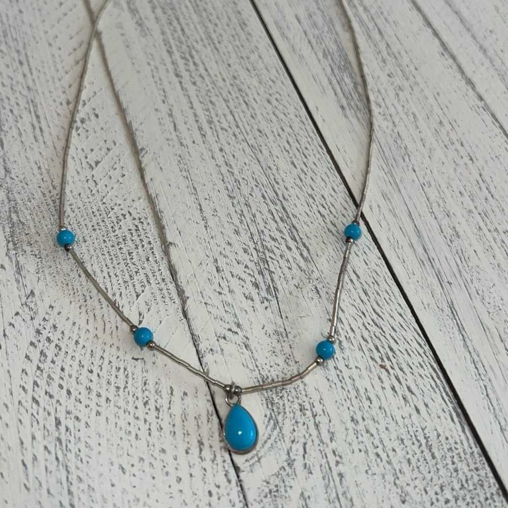 Vintage Native Necklace with real turquoise stone… - image 6