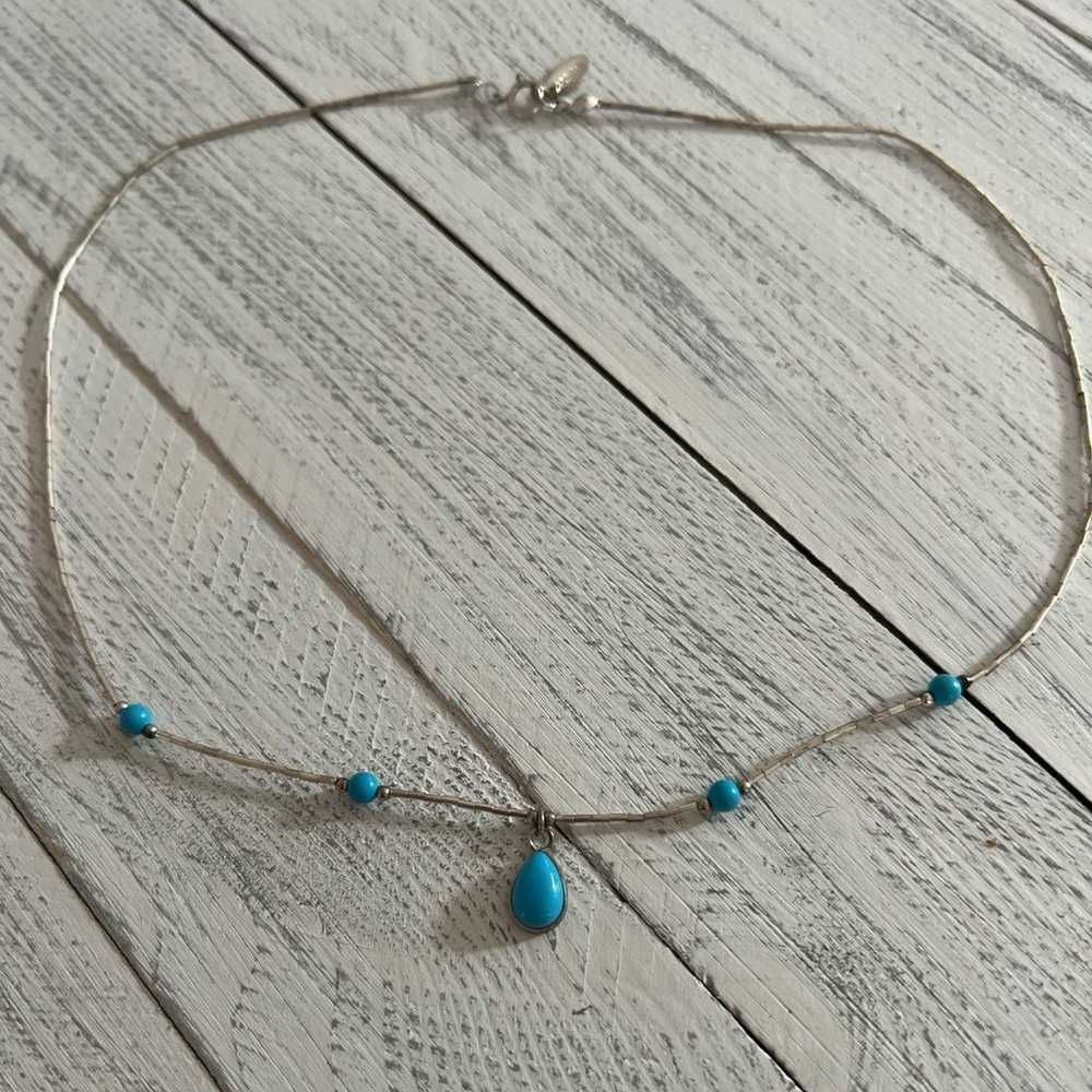 Vintage Native Necklace with real turquoise stone… - image 7