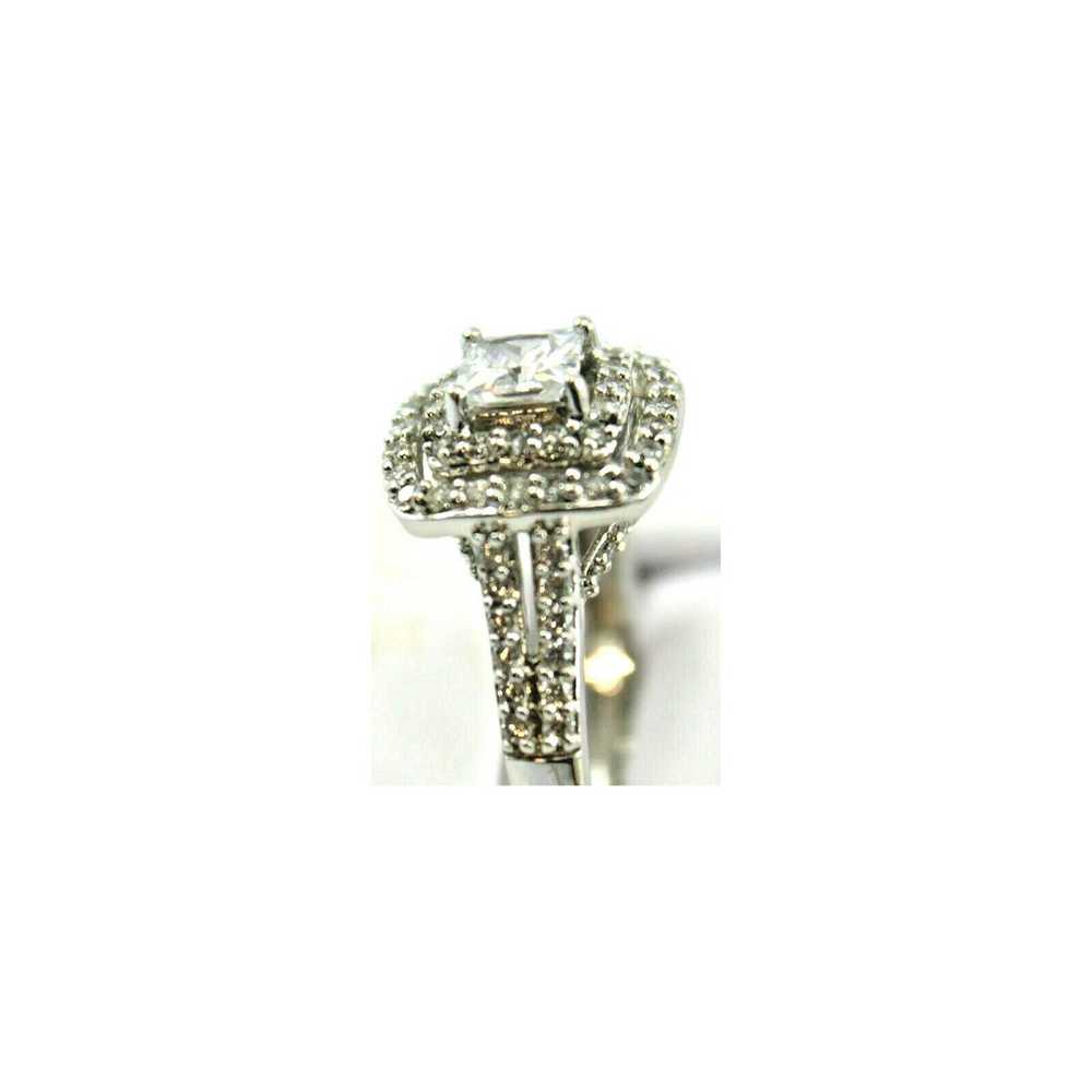 CZ 925 Sterling Silver Princess Cut Ring Studded … - image 2