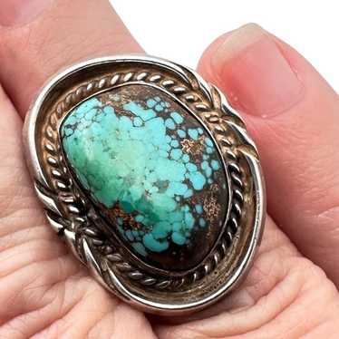 Vintage Native American Womans Mens Ring Turquois… - image 1