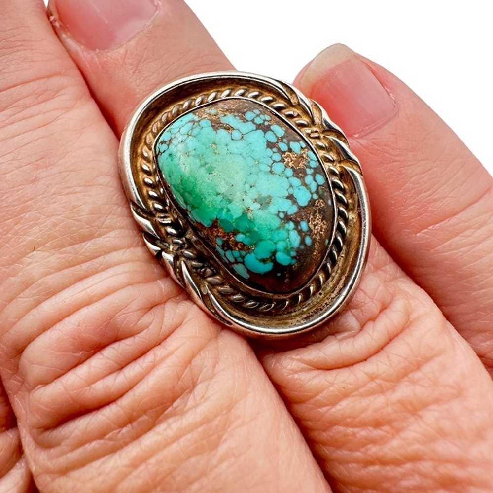 Vintage Native American Womans Mens Ring Turquois… - image 2