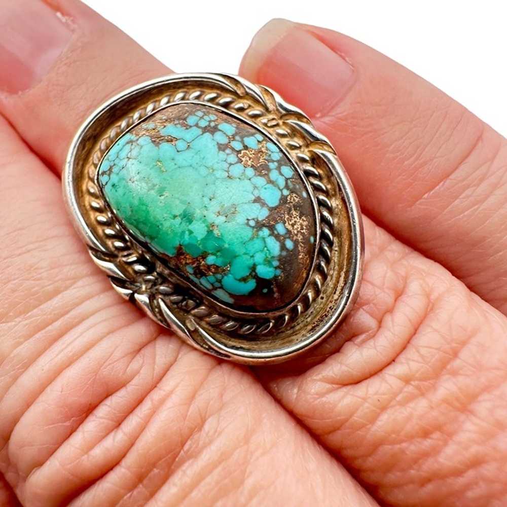 Vintage Native American Womans Mens Ring Turquois… - image 3