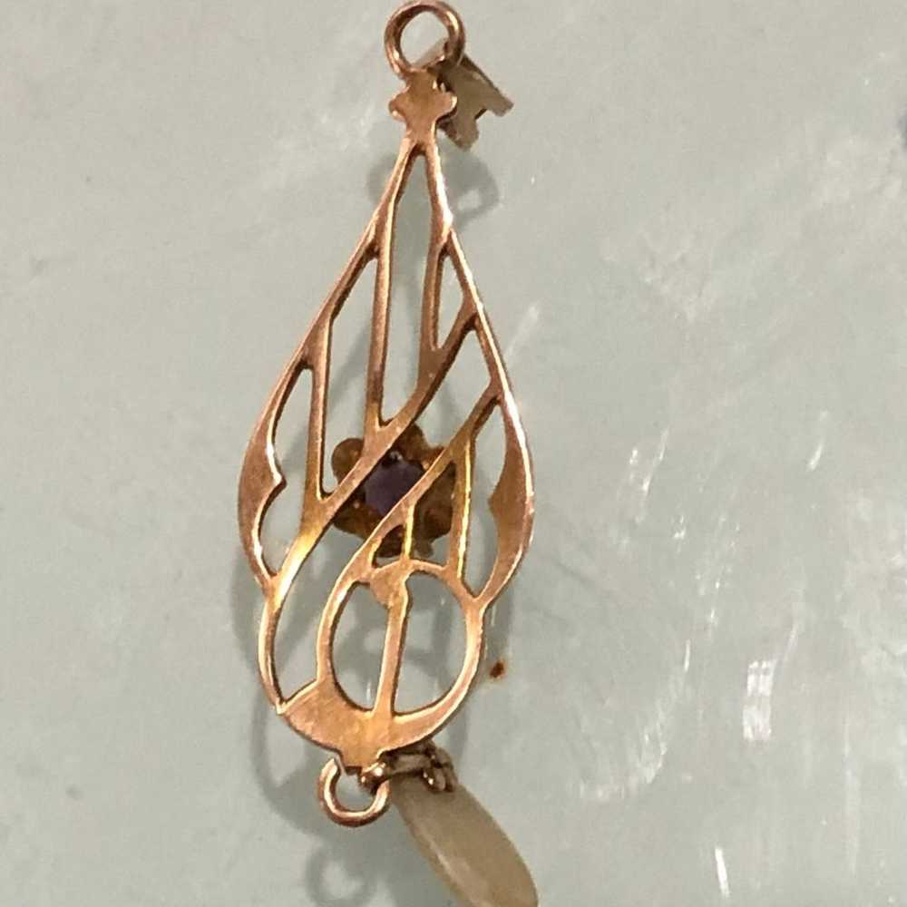 10kt yellow gold  pendant with pearl - image 2