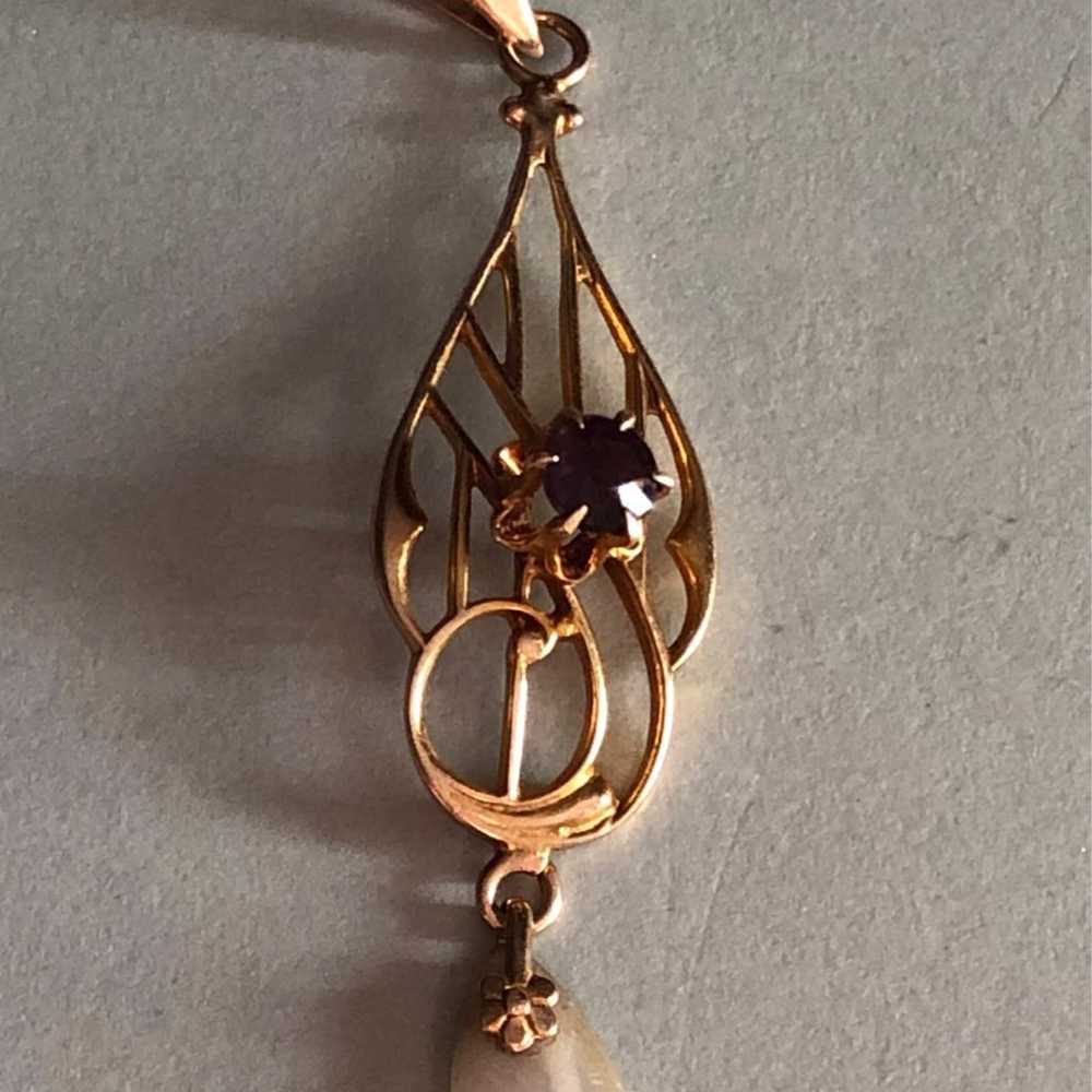 10kt yellow gold  pendant with pearl - image 6